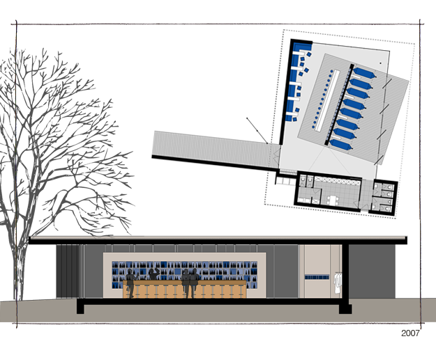  Grundriss und Schnitt der Bar